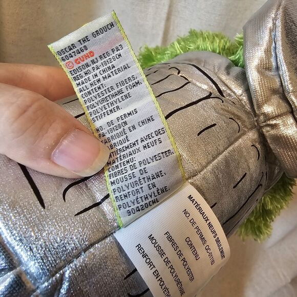 2015 Gund Sesame Street Oscar The Grouch Silver Garbage Can Go Away Plush Shaggy - Picture 10 of 11